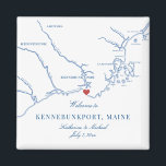 Kennebunkport Maine Map-Gastgeschenk Hochzeit Magnet<br><div class="desc">Schnelle und einfache Bestellung! Diese Magnete aus Kennebunkport, Maine sind die perfekte Möglichkeit, um "Willkommen in Maine!" zu den Gästen der Stadt mit Begrüßungsgeschenken zu sagen, oder sie für Ihre Hochzeitsfeier anzupassen. Bewegen Sie das Herz, indem Sie unter "Anpassen" auf "Bearbeiten mit dem Designwerkzeug" klicken. Egal, ob Sie im Nonantum...</div>
