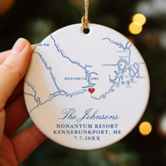 Kennebunkport Maine Map Hochzeiten Foto Weihnachte Keramik Ornament