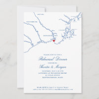 Kennebunkport Maine Map Navy Blue Probe Dinner