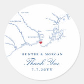 Kennebunkport Maine Map Navy Gastgeschenk Hochzeit Runder Aufkleber (Vorderseite)