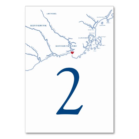 Kennebunkport Maine Map Wedding Tischnummer (Rückseite)