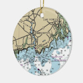 Kennebunkport Maine Nautical Chart Keramik Ornament (Links)