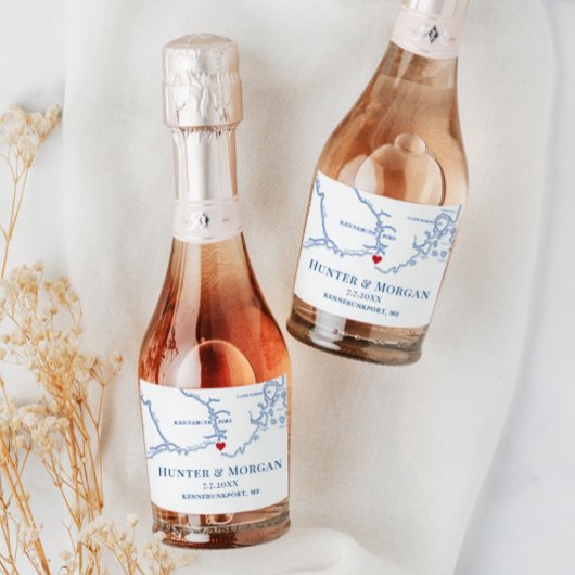 Kennebunkport Maine Wedding Mini Flasche Schaumweinetikett