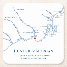 Kennebunkport Maine Wedding Welcome Party Rechteckiger Pappuntersetzer