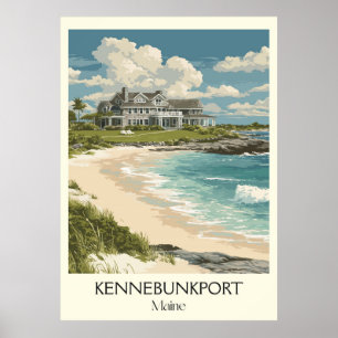Kennebunkport ME Vintag Coastal Beach Zuhause Art Poster