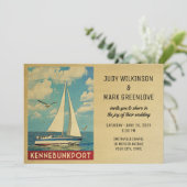 Kennebunkport Wedding Invitation Sailboat Einladung (Stehend Vorderseite)