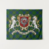 Kennedy Clan Abzeichen & Unicorns w/Tartan Wandteppich (Vorderseite (Horizontal))