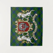 Kennedy Clan Abzeichen & Unicorns w/Tartan Wandteppich (Vorderseite)