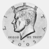 Kennedy Halb Dollar Runder Aufkleber (Vorderseite)