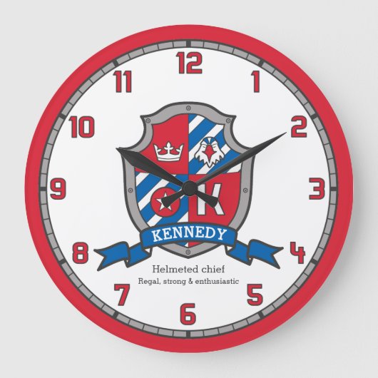 Kennedy-Jungen nennen sich "Heraldry Ritter Schild Große Wanduhr (Vorderseite)