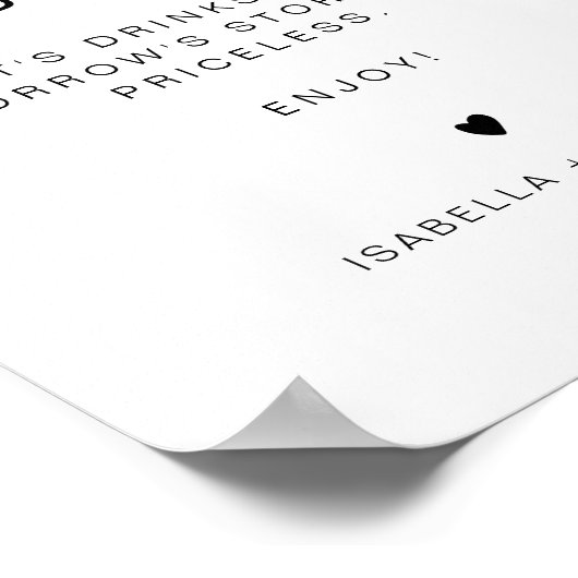 KENNEDY Modern Minimalistisch Open Bar Drink Poste Poster (Ecke)