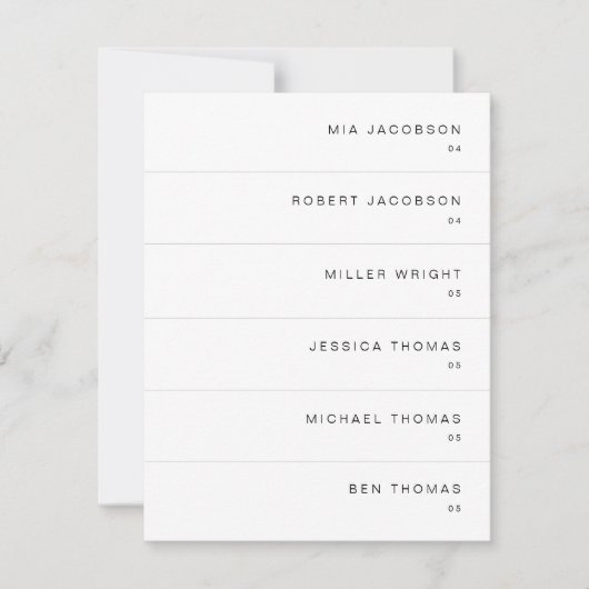 KENNEDY Modern Simple Slender Platzkarte Name Card (Vorderseite)