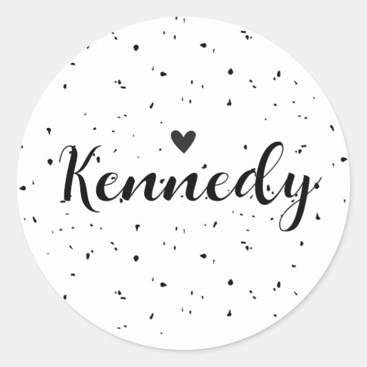 Kennedy Name Sticker Minimal Modernes Herz gespren (Vorderseite)