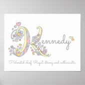 Kennedy Name und Bedeutung doodle Initial Art Post Poster (Vorne)
