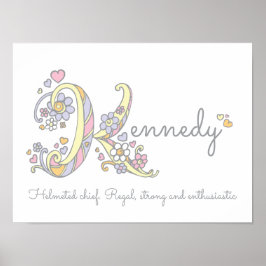 Kennedy Name und Bedeutung doodle Initial Art Post Poster