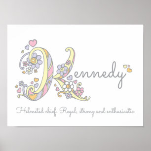 Kennedy Name und Bedeutung Doodle Initial Kunst Po Poster