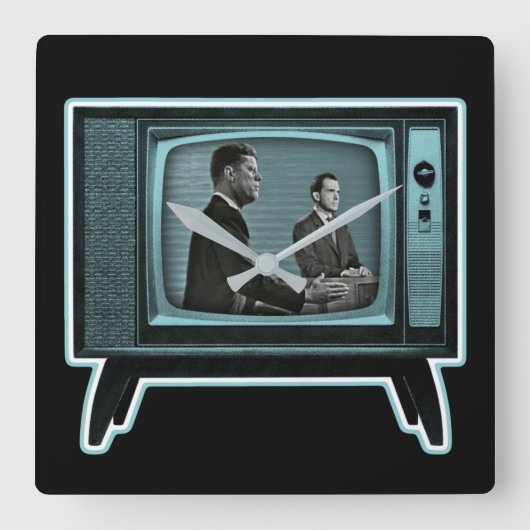 Kennedy Nixon 1960 Fernsehdebatte Quadratische Wanduhr (Vorderseite)