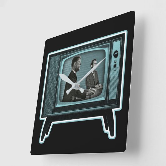 Kennedy Nixon 1960 Fernsehdebatte Quadratische Wanduhr (Winkel)