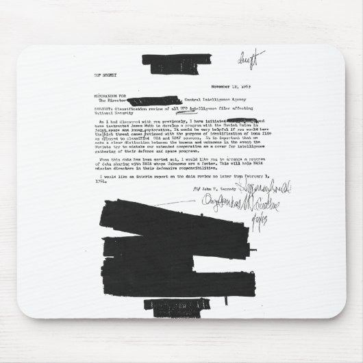 Kennedy-Notiz 1963 betreffend UFOs Mousepad (Vorne)