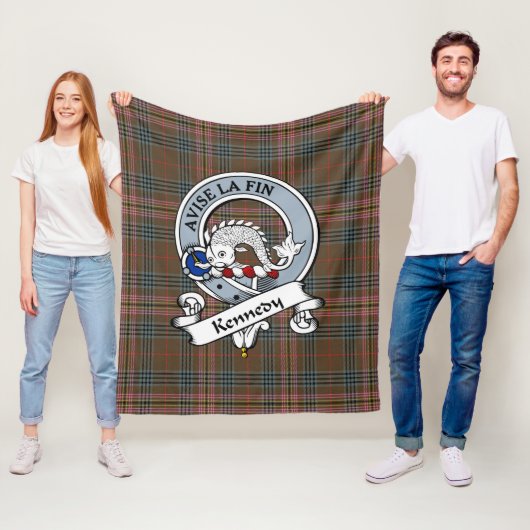 Kennedy Weathered Clan Abzeichen Tartan Kariert Fleecedecke (Beispiel)