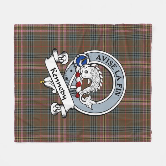 Kennedy Weathered Clan Abzeichen Tartan Kariert Fleecedecke (Vorderseite (Horizontal))