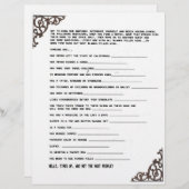 KENNEN SIE IHR SPIEL BRIEFBOGEN (Vorne/Hinten)