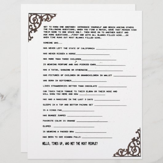 KENNEN SIE IHR SPIEL BRIEFBOGEN (Vorne/Hinten)