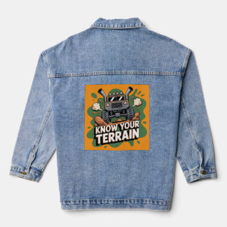 Kennen Sie Ihr Terrain Grüner 4x4 Geländewagen Car Jeansjacke