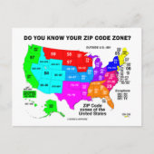 Kennen Sie Ihre Zip Code Zone? (US-Karte) Postkarte (Vorderseite)
