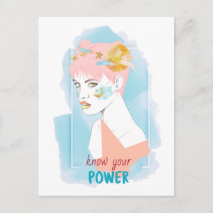 Kennen Sie Ihrem Power motivierend Zitat Mädchen G Postkarte