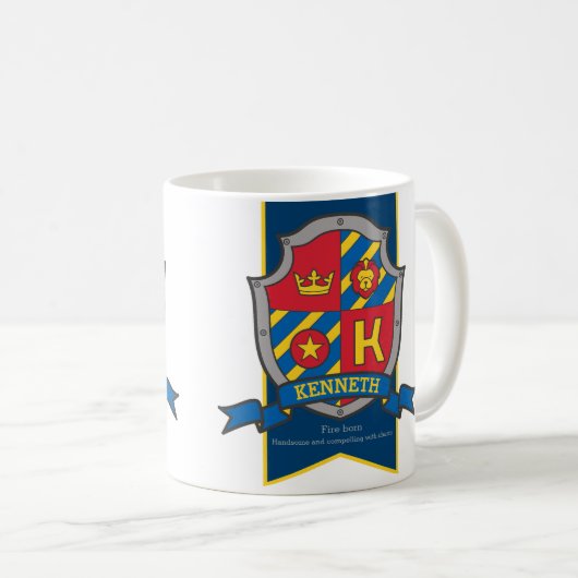 Kenneth-Ritterschildroter blauer Kaffeetasse (VorderseiteRechts)