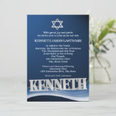 Kenneth Steel Wave Name Bar Mitzvah Einladung (Stehend Vorderseite)