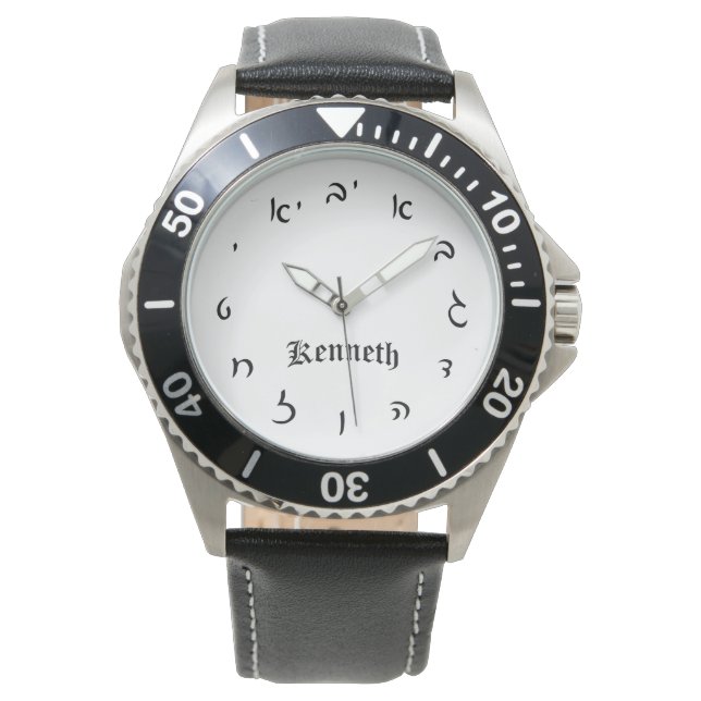 Kenneth Time - hebräische Skriptnummern Armbanduhr (Vorderseite)