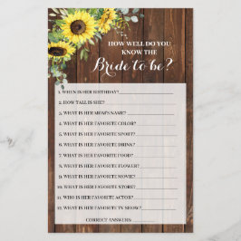 Kennst du die Braut Sonnenblumen Duschkarte? Flyer