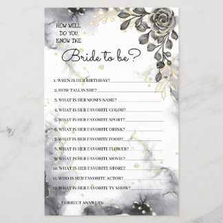 Kennst du die Bride Black Rose Shower Game Card? Flyer