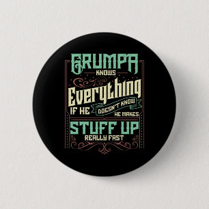 Kennt alles Funny Grumpa Vatertag Geschenke Button
