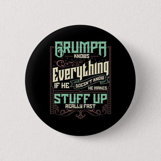 Kennt alles Funny Grumpa Vatertag Geschenke Button (Vorderseite)