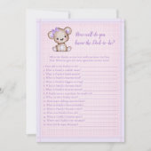 Kennt Daddy Best Niedlich Lila Bear Baby Game Card Einladung (Vorderseite)