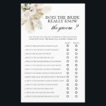 Kennt die Braut das Bräutigam wirklich?<br><div class="desc">Boho Kennt die Braut wirklich den Bräutigam? Brautparty Spielkarte</div>