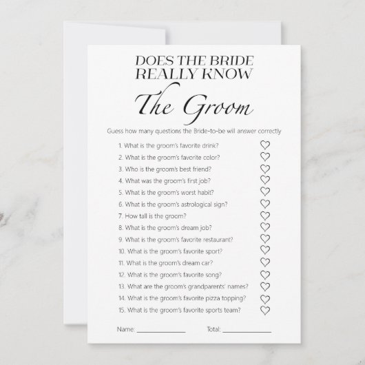 Kennt die Braut wirklich die Spielkarte? Einladung (Vorderseite)