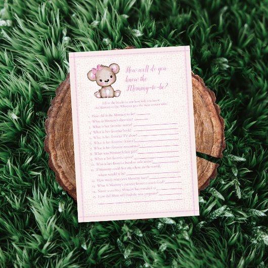 Kennt die Mommy Best Niedlich Girl Bear Game Card Einladung