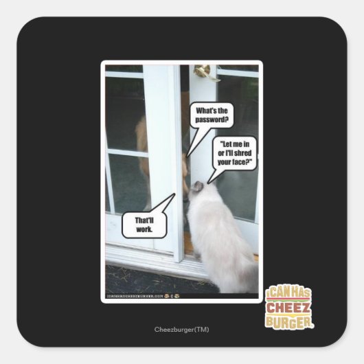 Kennwort bitte quadratischer aufkleber (Vorderseite)