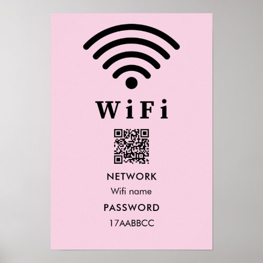 Kennwort für den Wifi-QR-Code | Pink scannen Poster (Vorne)