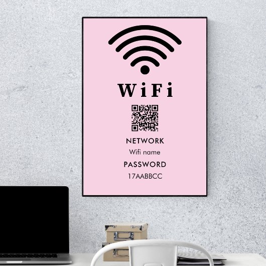 Kennwort für den Wifi-QR-Code | Pink scannen Poster