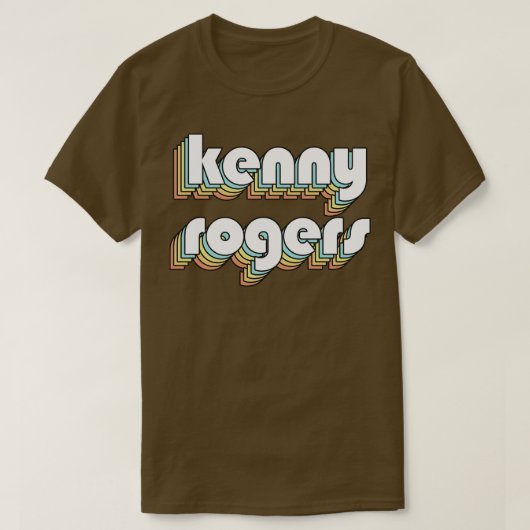 Kenny Rogers Retro Rainbow Typografie Faded Style T-Shirt (Design vorne)