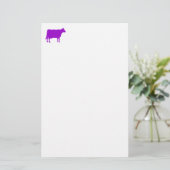 Kennzeichen der Kuh - Lila auf Weiß Briefpapier (Stehend Vorderseite)