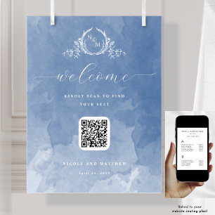 Kennzeichen des dunkelblauen QR-Codes für das QR-M Poster