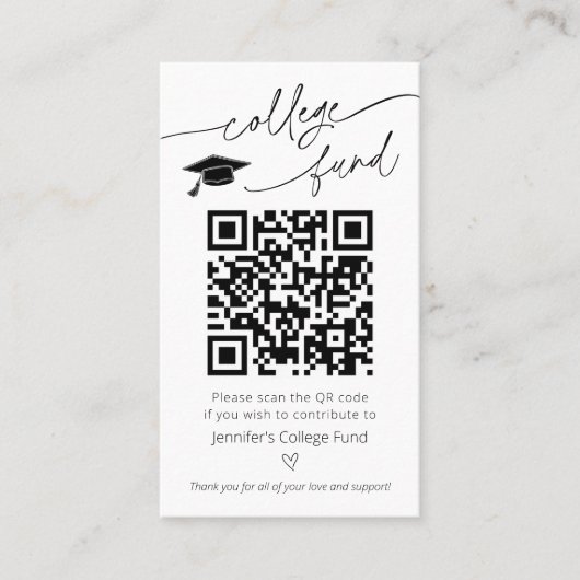 Kennzeichen des Uni Fund QR Visitenkarte (Vorderseite)
