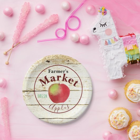 Kennzeichen für Äpfel auf dem Bauernmarkt Pappteller (Party)