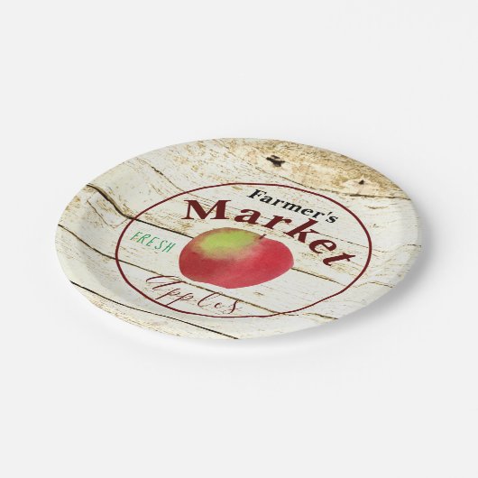 Kennzeichen für Äpfel auf dem Bauernmarkt Pappteller (Schrägansicht)